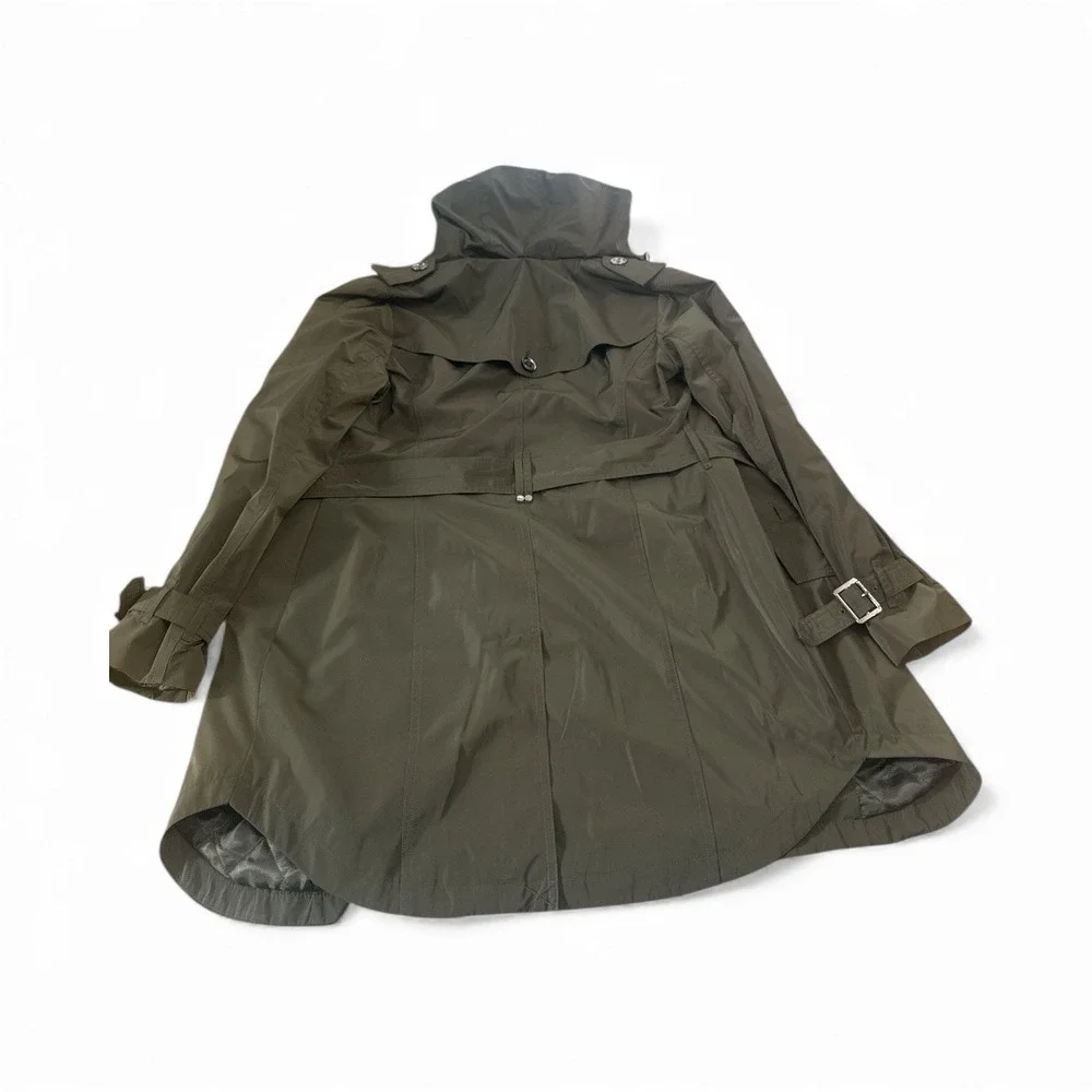 NWOT Michael Michael Kors Hooded Double  Breasted Small Olive Green Trench Coat